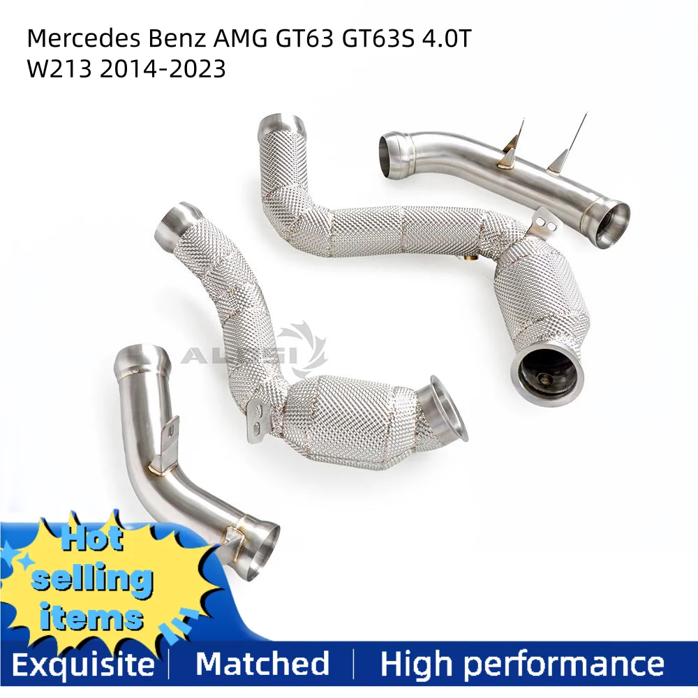 

High flow downpipe exhaust for Mercedes Benz AMG GT63 GT63S 4.0T W213 2014-2023 Exhaust pipe catalytic converter with heat shiel