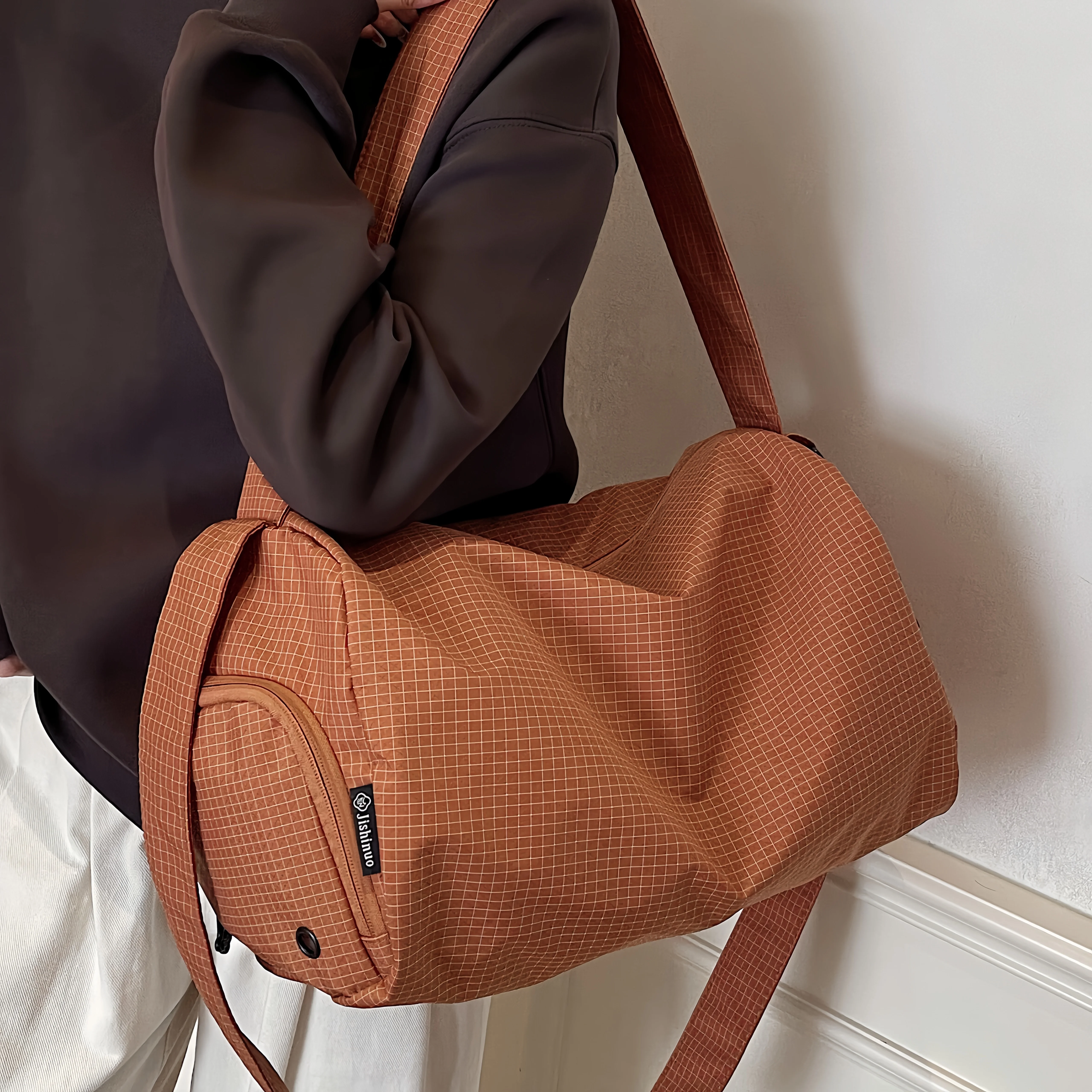 travel-bag-women's-handheld-crossbody-sports-bag-large-capacity-short-trip-fitness-small-luggage-bag-fashionable-trendy