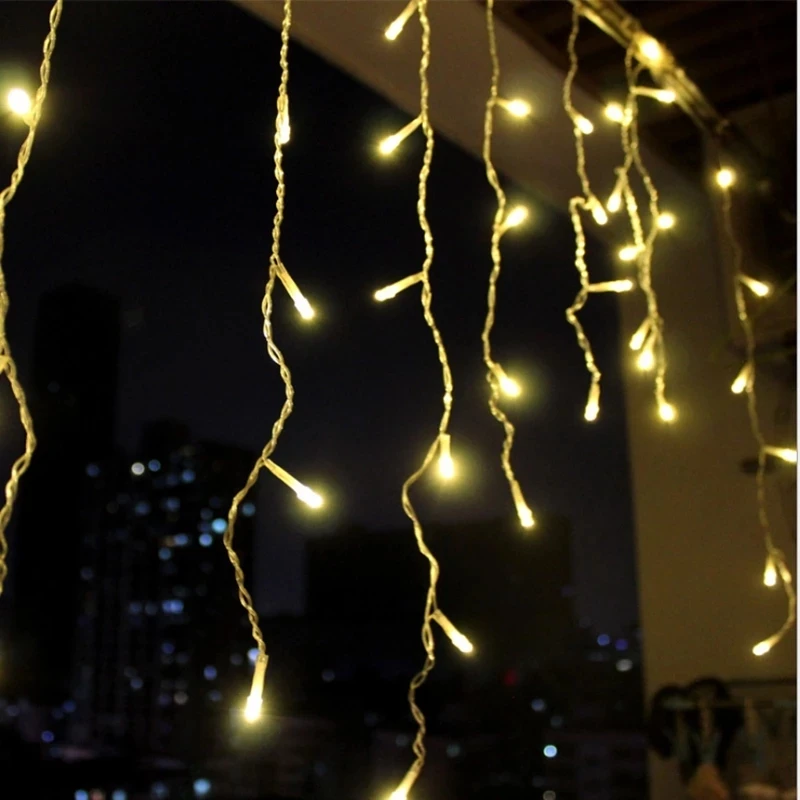 Imagem -04 - Natal Led Icicle String Lights Guirlanda Cortina Droop 0.40.6m ac 220v Jardim Rua Exterior Decorativa Feriado