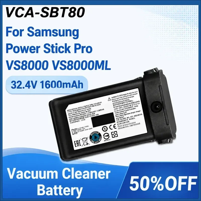 삼성 파워 스틱 프로 VS8000 VS8000ML용 VCA-SBT80 32.4V 1600mAh 진공청소기 배터리