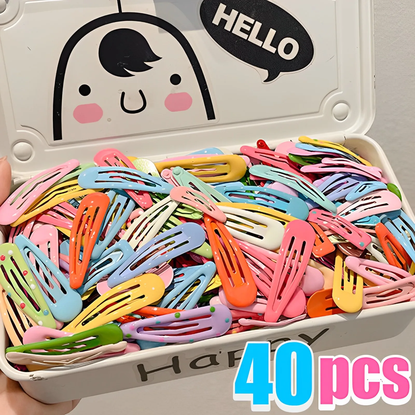 

10/40Pcs Colorful Hair Clips For Women Girls Fashion Solid Kids Hair Accessories Snap Metal Barrettes Hairpins Clip Bobby Pin