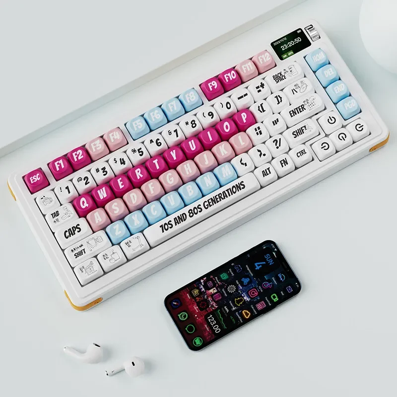 Bonito keycap sublimação térmica teclado mecânico pbt conjunto completo suporte 75% 98% layout teclado jogo escritório oqo teclado bonés