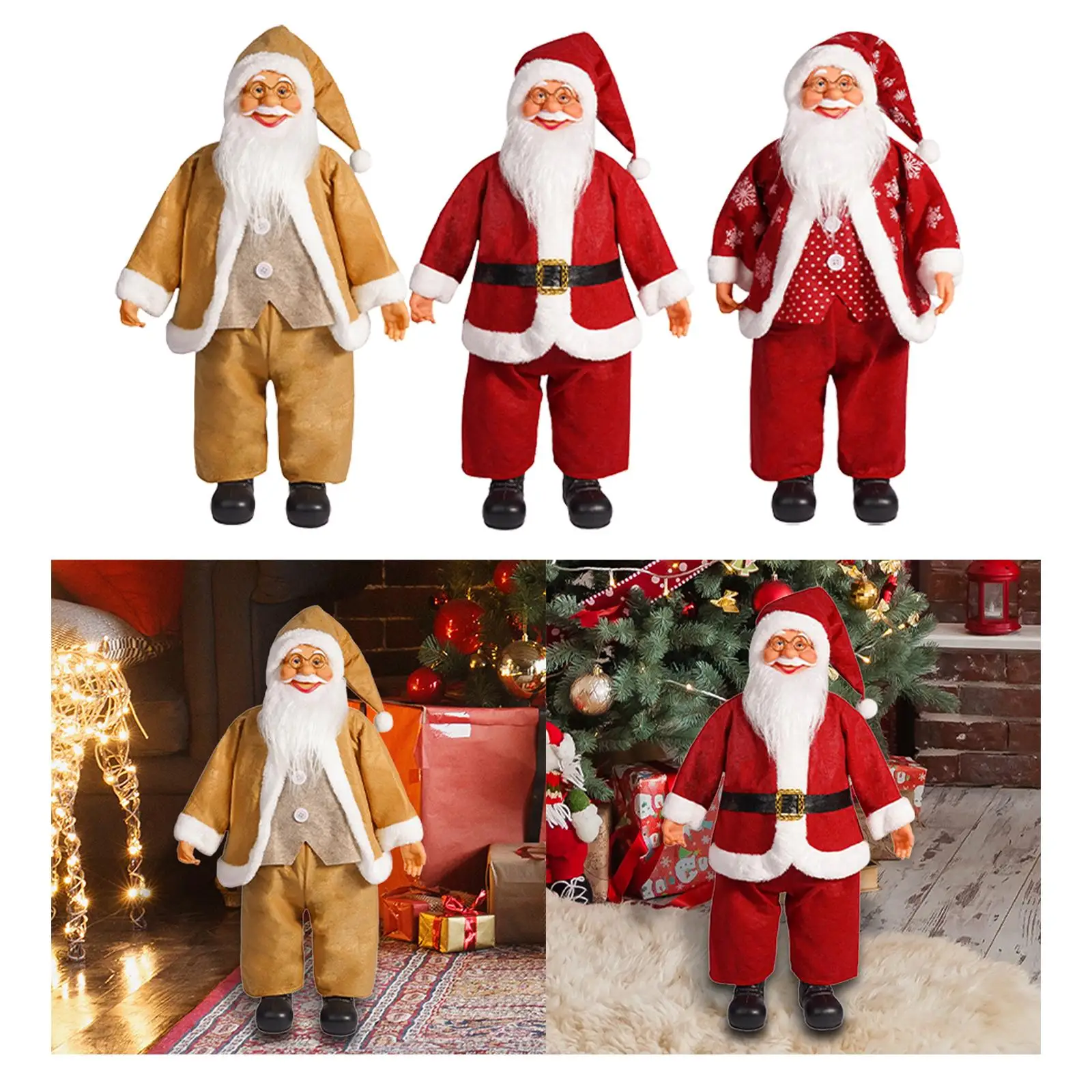 Figurina di natale di babbo natale in piedi centrotavola decorativo da 24 "pollici presente figurina da collezione per tavolo da interno del negozio di casa