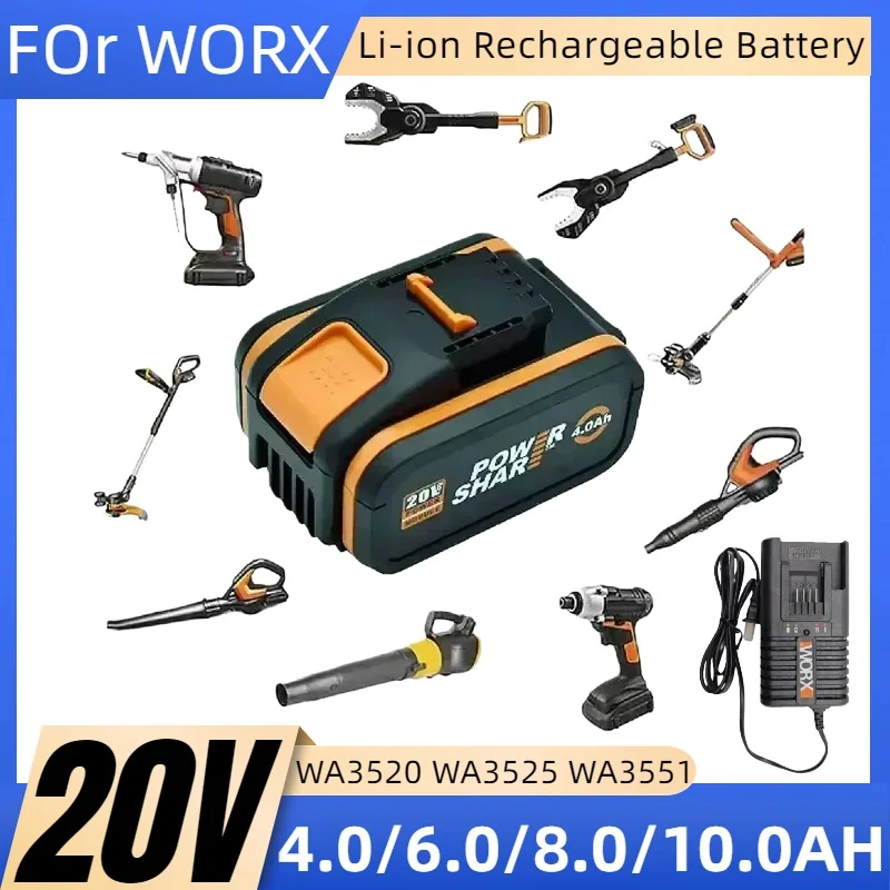 4000mAh For Worx 20V Li-ion Replacement Battery WA3553 WA3551 WA3551 WA3572 WA3553 WX390 WA3551 WX176 WX178 WU268 Drill Battery