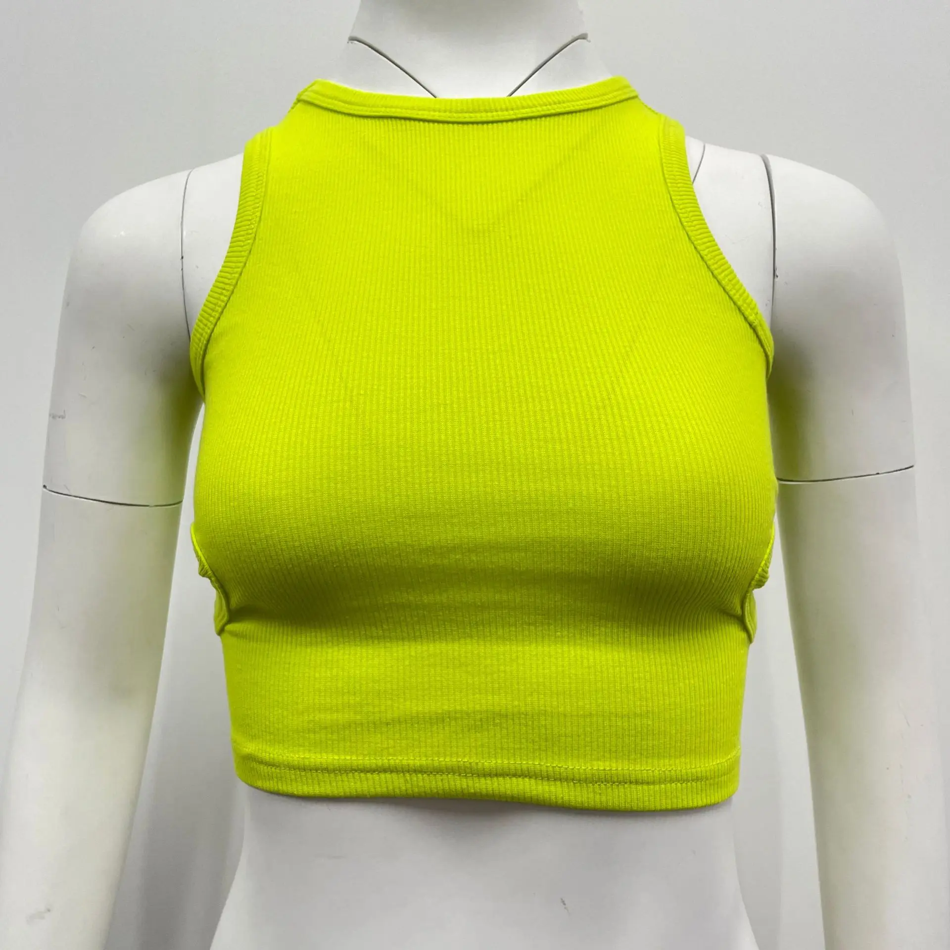 New Fashion Casual Short Y2k Tops Short Cut-out Sleeveless Vest Female Rib Tank Crop Top T Shirts for Women Slim Bottom Shirt