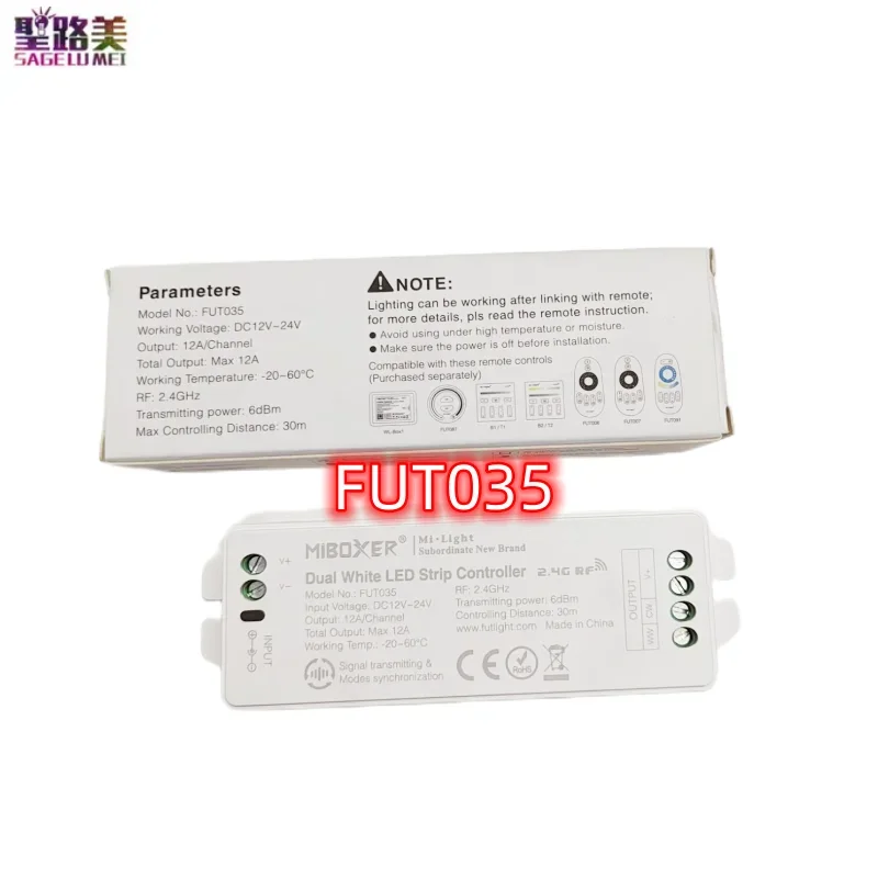 Imagem -02 - Temperatura Miboxer-color Dual White Led Controller Atualizado Strip Lights 4-zona rf Cct Max12a 2.4ghz Dc12v24v Fut035m