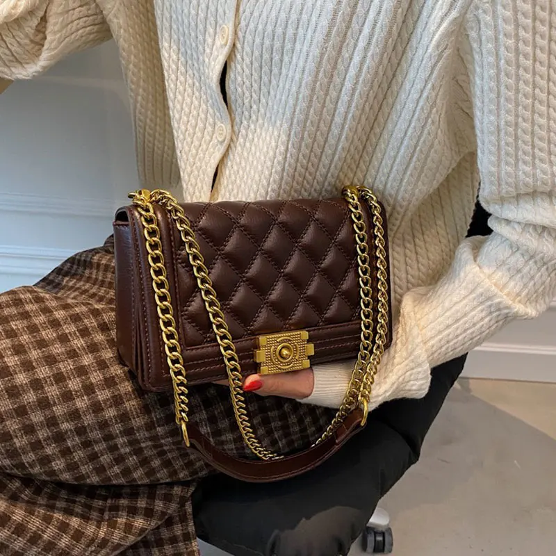 

Women Fashion Diamond Quilted Small Square Bag New Trendy Chain Crossbody Bag Office Lady Commuter Shoulder Bag