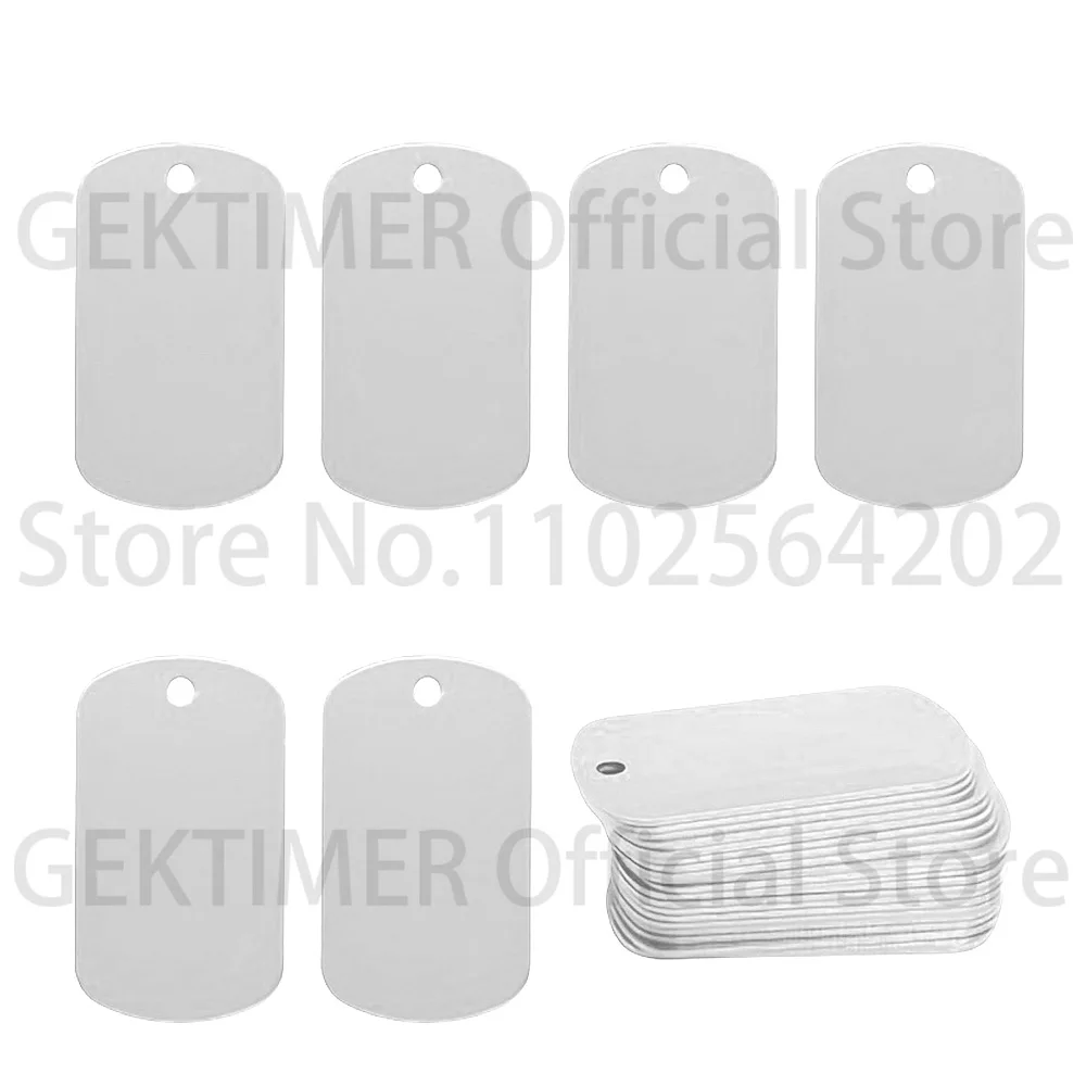 100 Stück Aluminium-Blanko-Militär-ID-Anhänger Schlüsselanhänger Personalisierte LOGO-Anhänger DIY Schmuckherstellung Bastelbedarf