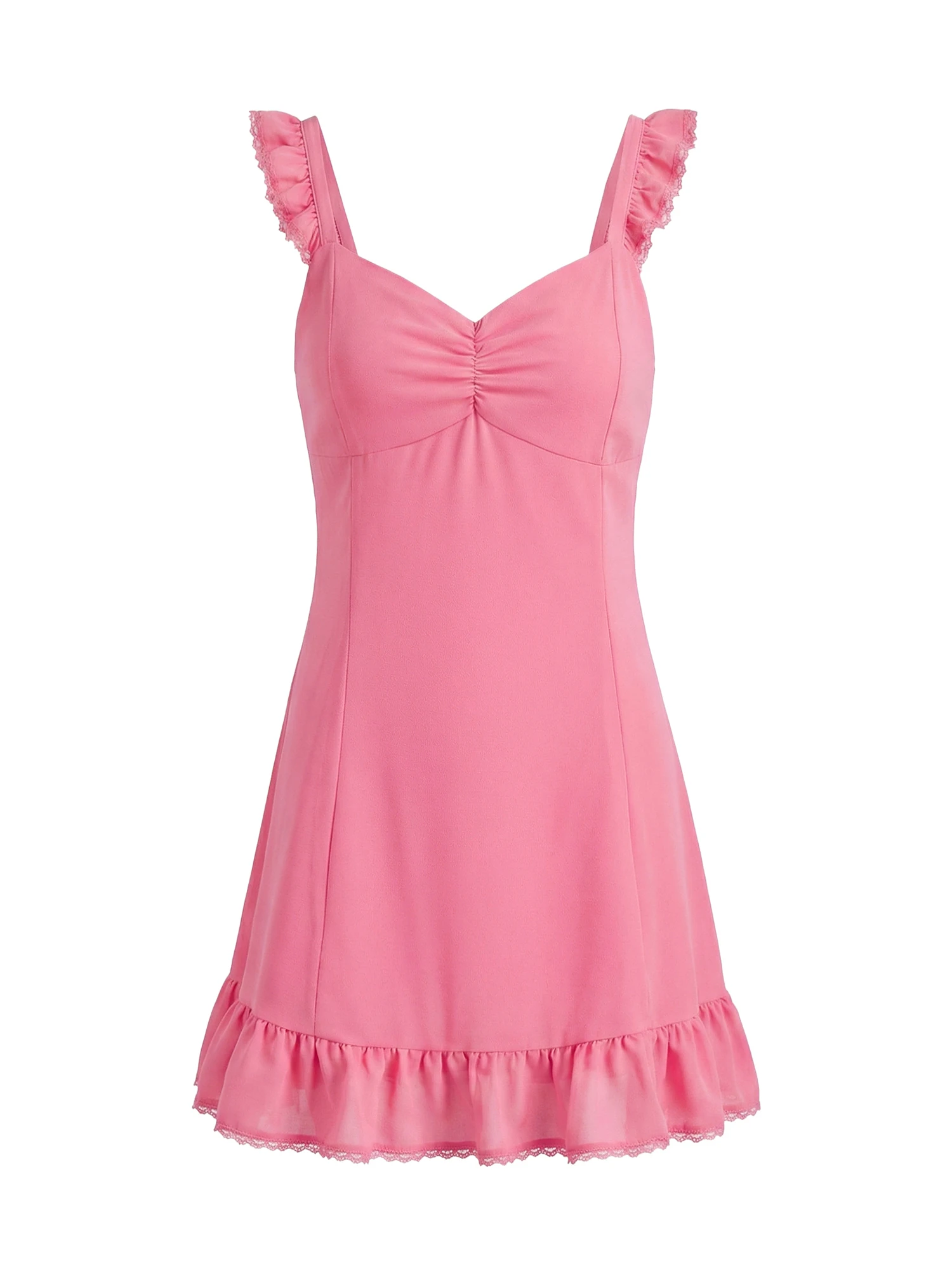 

Women s Elegant Floral Print Sleeveless V-Neck Mini Dress with Ruffle Trim and A-Line Silhouette for Summer Beach Party