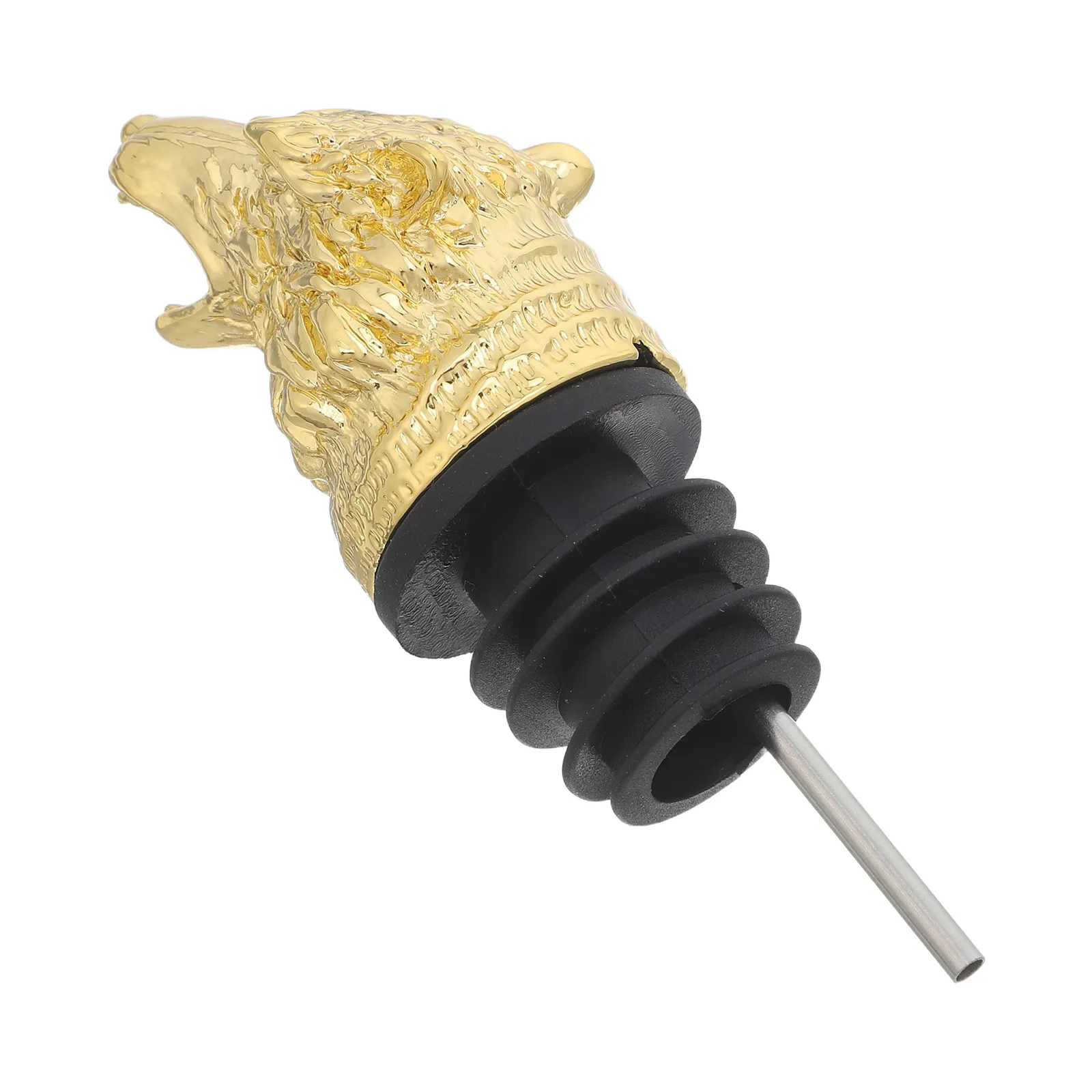 Wolf Head Wine Aerator Pourer Spout Zinc Alloy Drip-Free Bottle Pourers Decorative Wine Stopper Bar Liquor Bottle Pourers