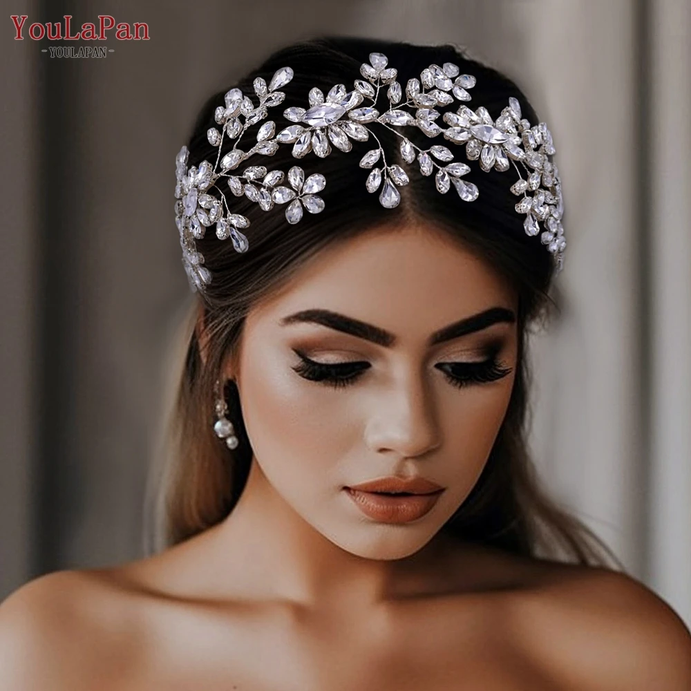 YouLaPan حجر الراين الأزهار عقال الحلو العروس مجوهرات خوذة لطيف الفتيات أغطية الرأس حفلة عيد ميلاد حفلة موسيقية إكسسوارات الشعر HP408