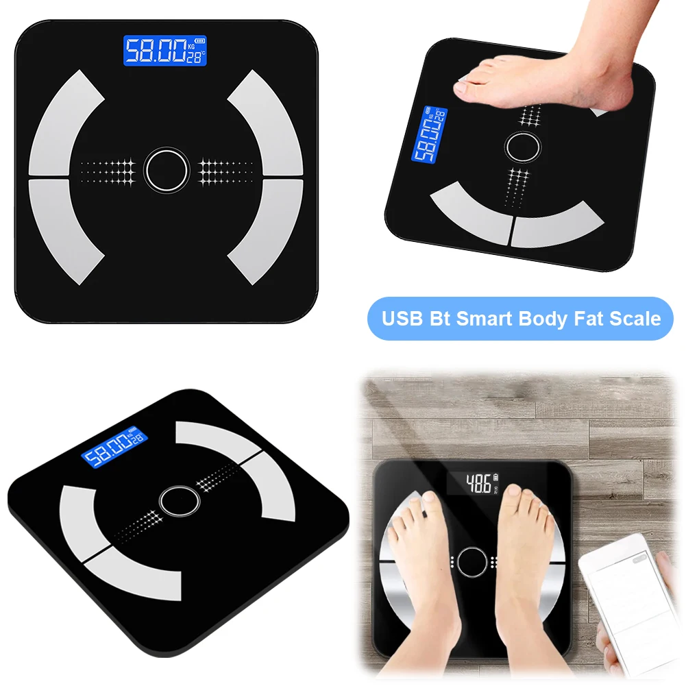 Smart Body Fat Scale Bluetooth-Compatible Fat BMI BMR Muscle Mass Wireless Digital Bathroom Scale Digital Bathroom Weight Scale