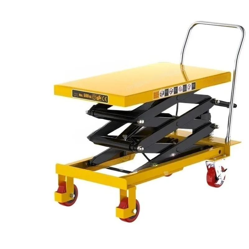Hydraulic  Hand Manual  Table Small Mini Movable Lift Scissor Platform 2m 500kg 1000kg