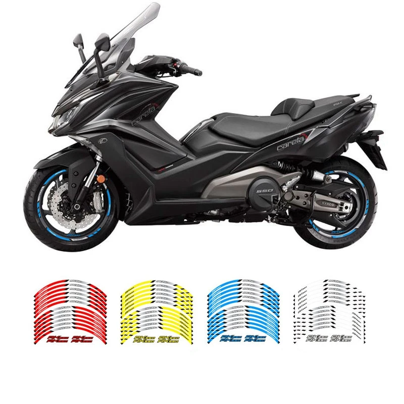 High Quality 12PCS Motorcycle Wheel Sticker Trim Striped Reflective Rim for Ak550 White