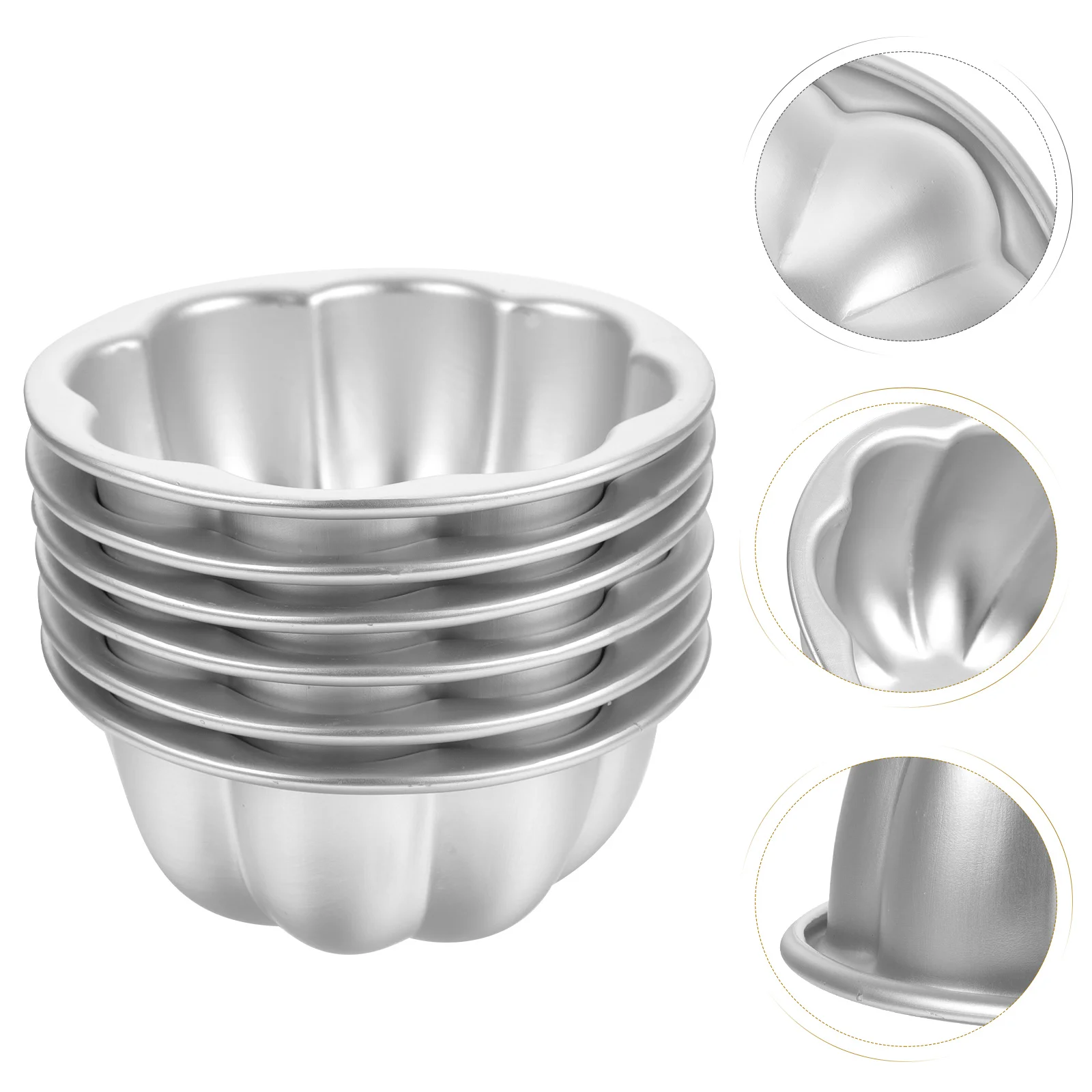 6 Pcs Cake Mold Even Baking Molds Tart Metal Bread Pan Pudding for Steaming Aluminum Alloy Egg