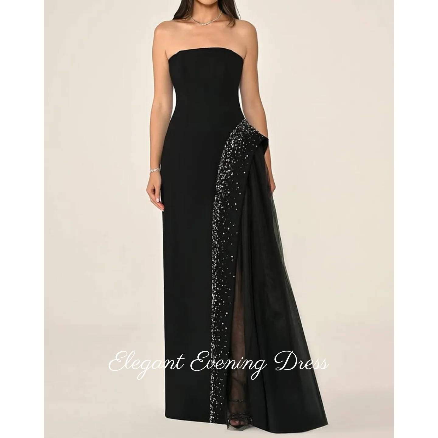 

Elegant Mermaid Prom Dresses Black Beaded Sequins Evening Dresses Saudi Arabia Strapless Formal Wedding Dresses Customized 2025