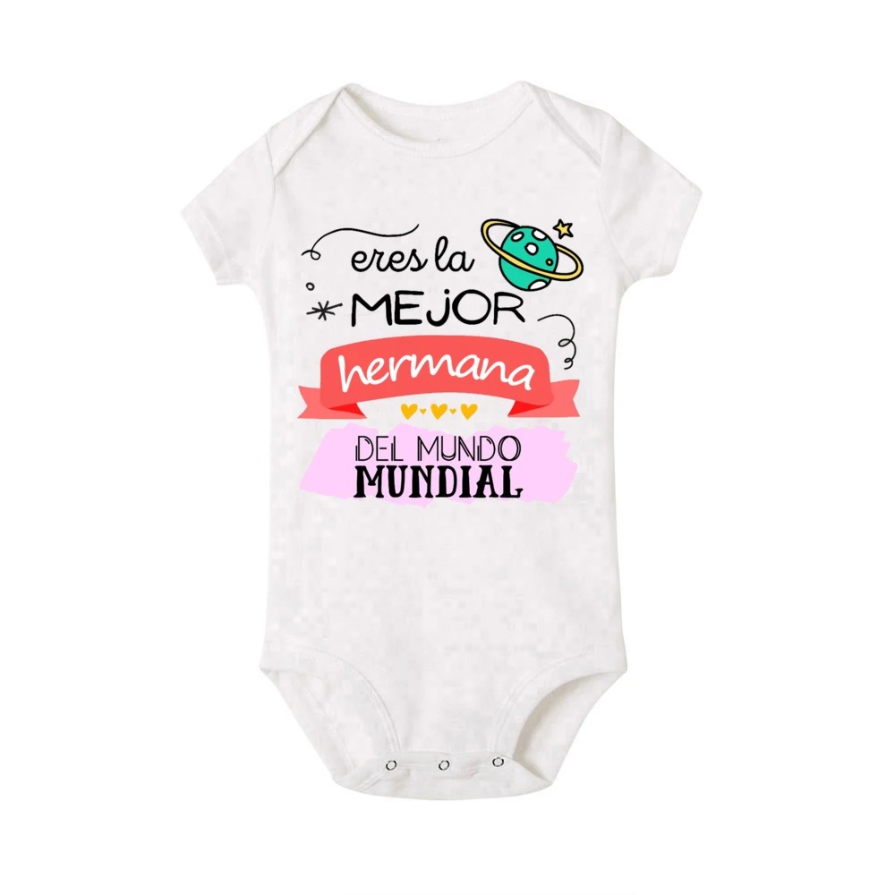 بدلة رومبير للأطفال مطبوعة بأكمام قصيرة من You Are The Best Sister/Brother في العالم بالكامل، بدلة مضحكة لحديثي الولادة للجنسين