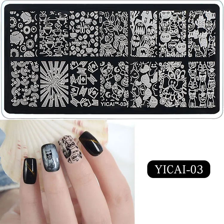 Geometric Love Heart Nail Stamping Plates French Line Design Leaf Floral Nail Art Stamp Stencil Printing Template Accessories
