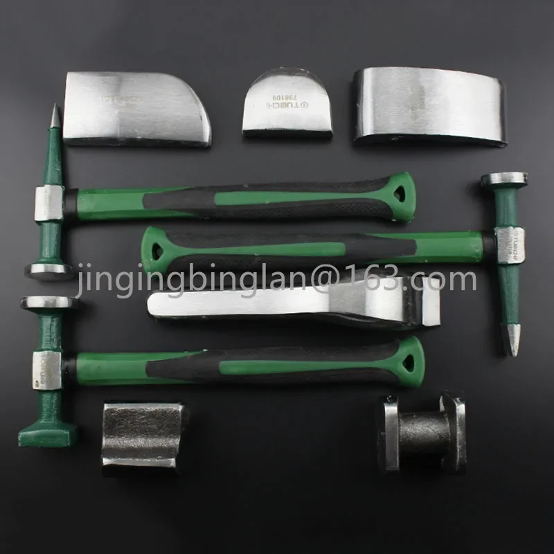 

9PCS Set Sheet Metal Concave Repair Tools Auto Sheet Metal Hammer Set Flat Head Sheet Metal Tool Horn Car Dent Repair Tool