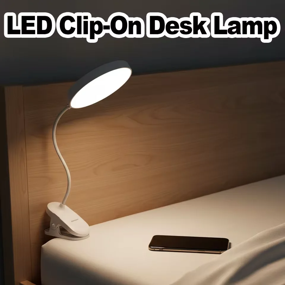 LED Desk Lamp USB Rechargeable Eye Protection Night Lamp With Folding Clamp Study Stand Read Lamp Touch Portable Study Book Ligh