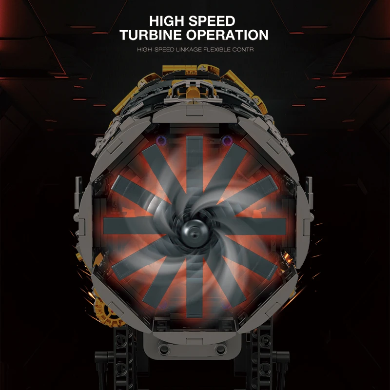 1812PCS 터보팬 엔진 빌딩 블록 수직 이착륙 전투기 엔진 모델 데스크탑 장식 어린이 장난감 휴일 선물