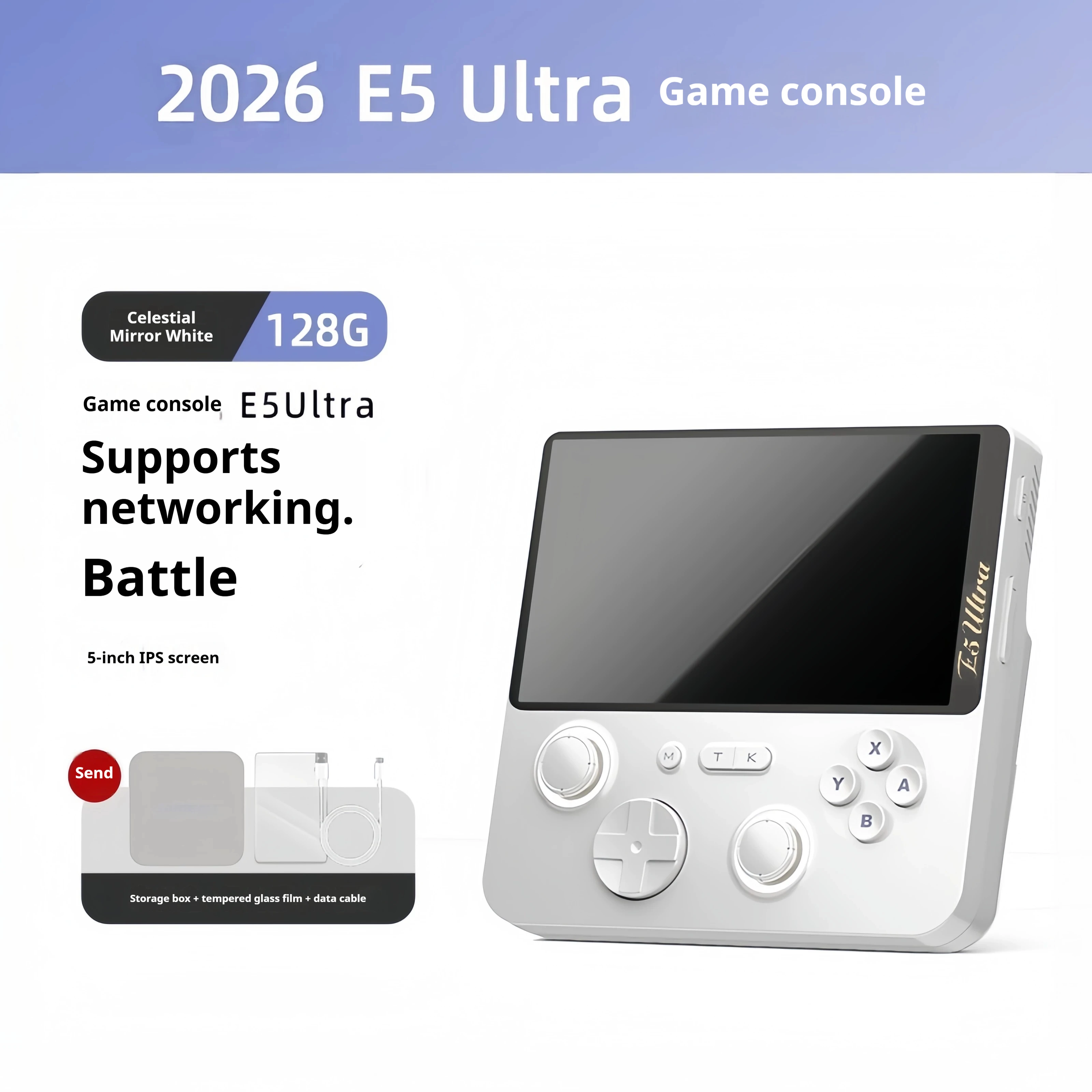 E5 Ultra Gaming Handheld Console 5-Inch Ips Gaming Console 4G+128G