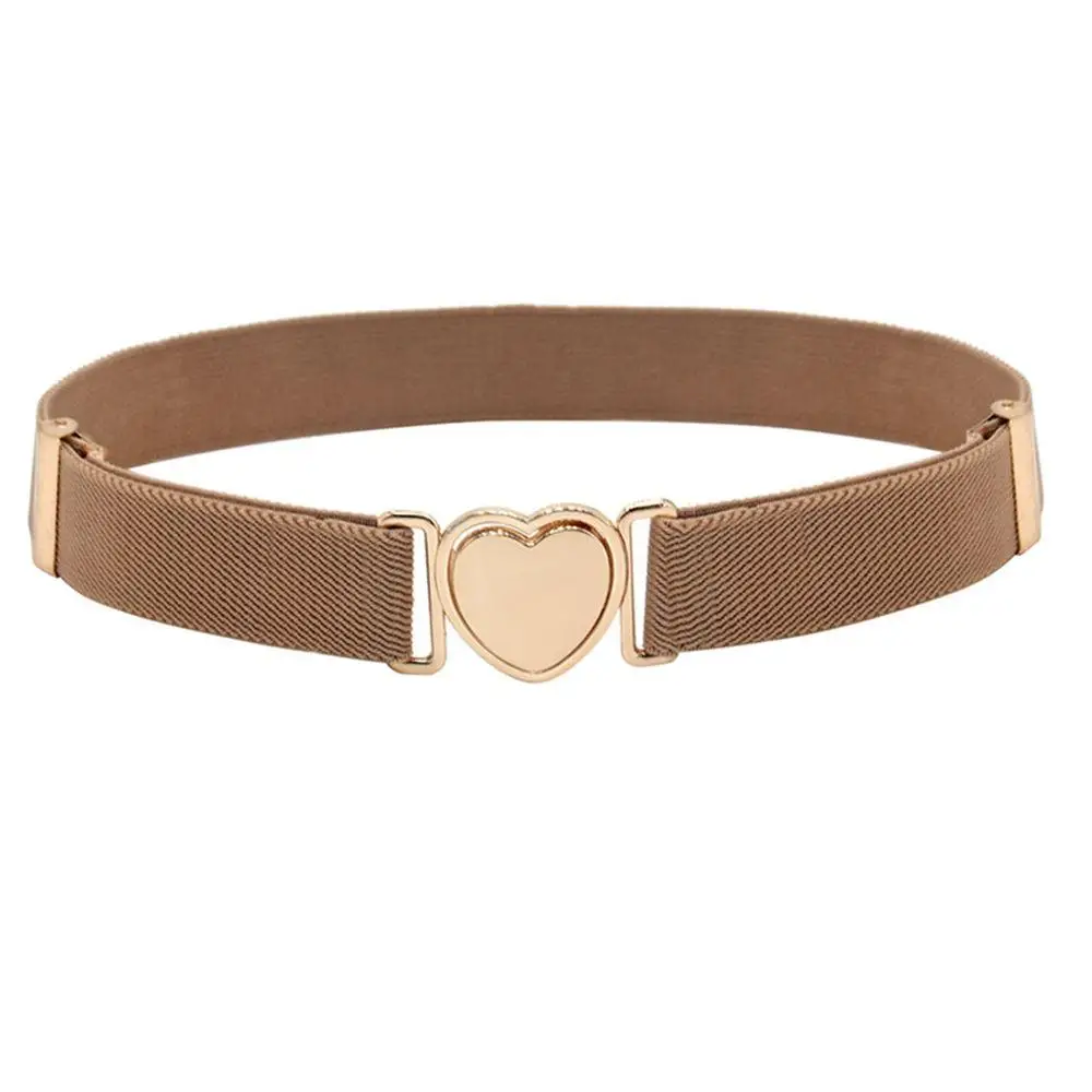 Decorazioni uniformi in tinta unita per ragazza semplice Cintura senza punzonatura in lega Cinture elasticizzate per bambini Cintura con fibbia a forma di cuore