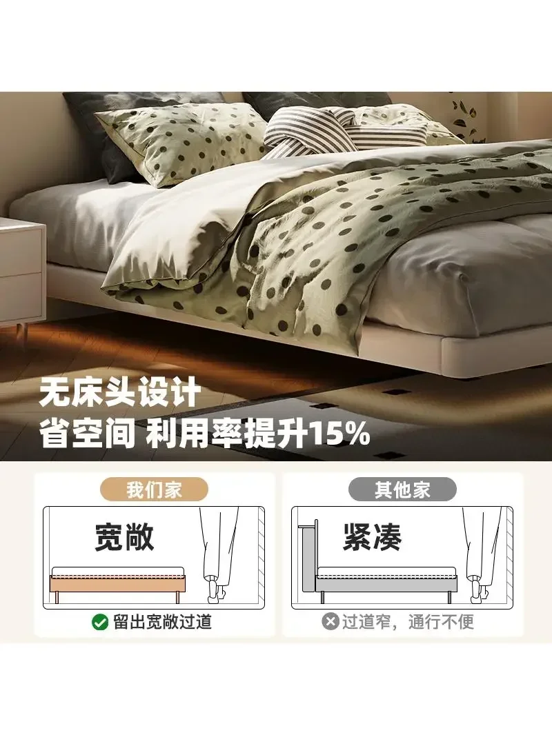 Wabi Sand wind suspended bed frame, no bedside bed, small apartment, master and secondary bedroom, space saving