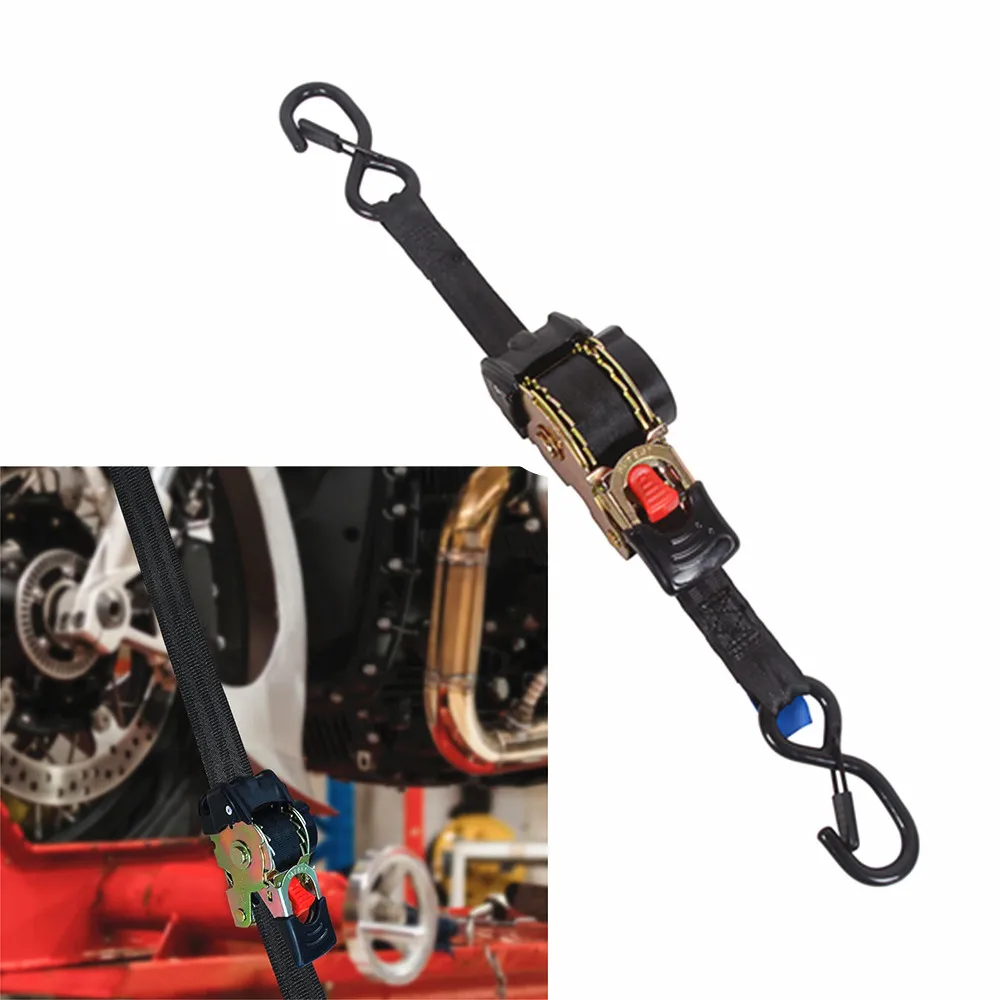 Tie Hook Retractable Ratchet Strap 25mm x 3metres Tie Down Cargo Lashing Motorbikes Off-road Vehicle Ship Kart Trailer