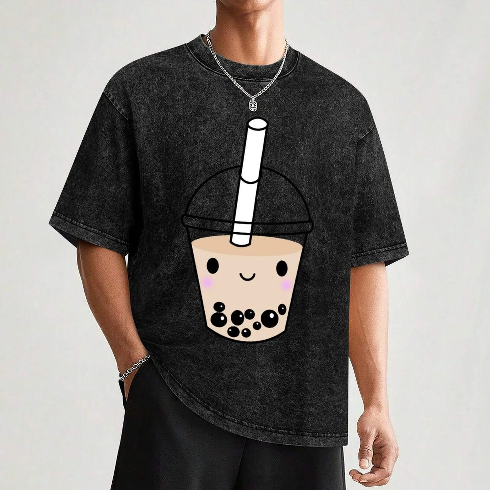 Picture 4: Kawaii Boba or Cute Bubble Tea T-Shirt Basic Breathable Solid Color T-Shirt