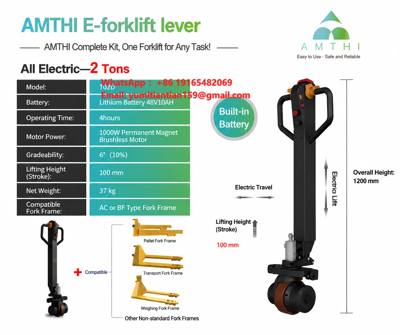 High Quality Modification Extended OEM AMTHI Electric Forklift Joystick Control Handle for Material Handling Vehicle Conversion