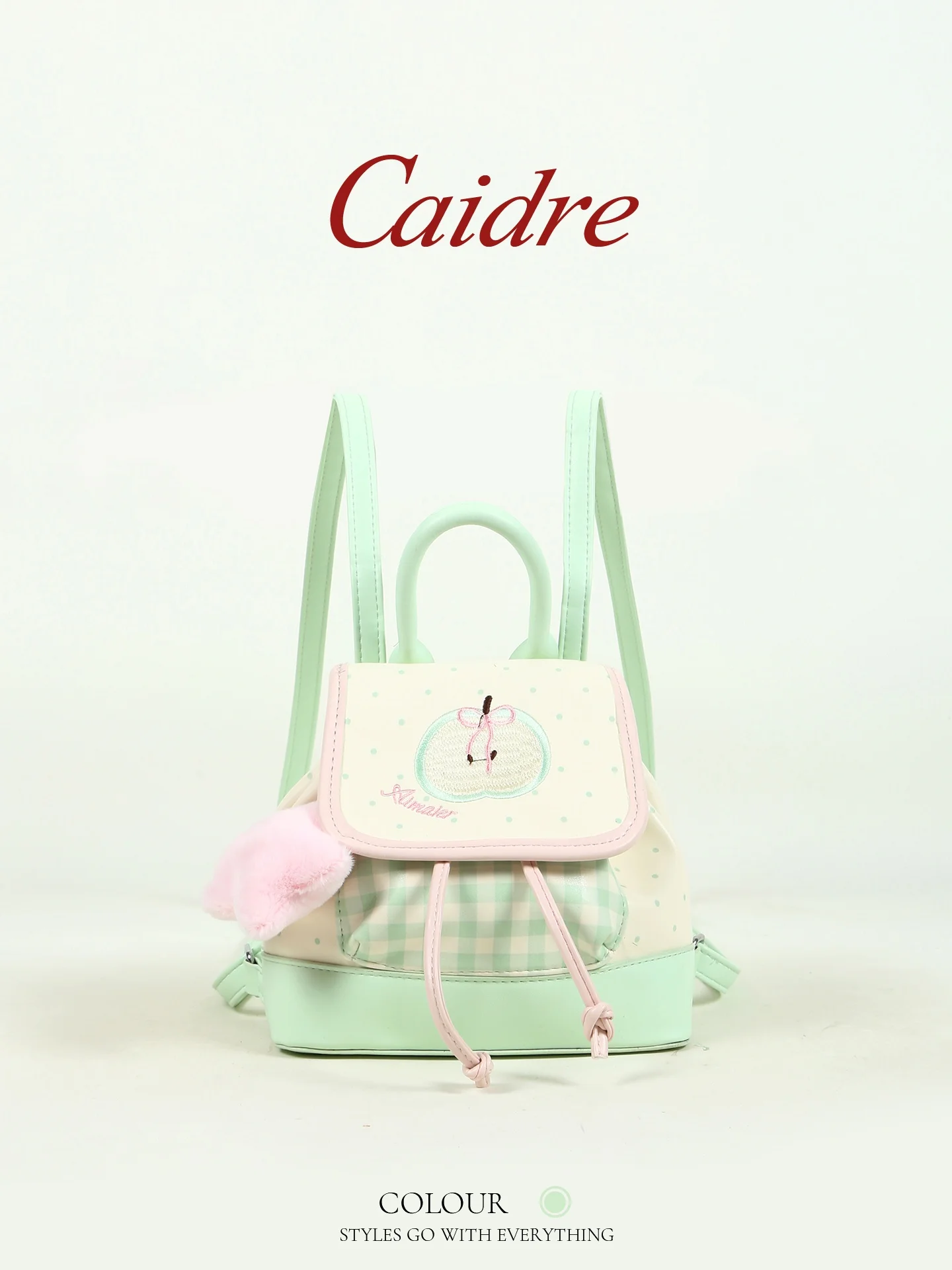

New Green Backpack High Aesthetic Value Student Bookbag Dual Shoulder Bag Korean Style Medium Hardness Soft Handle
