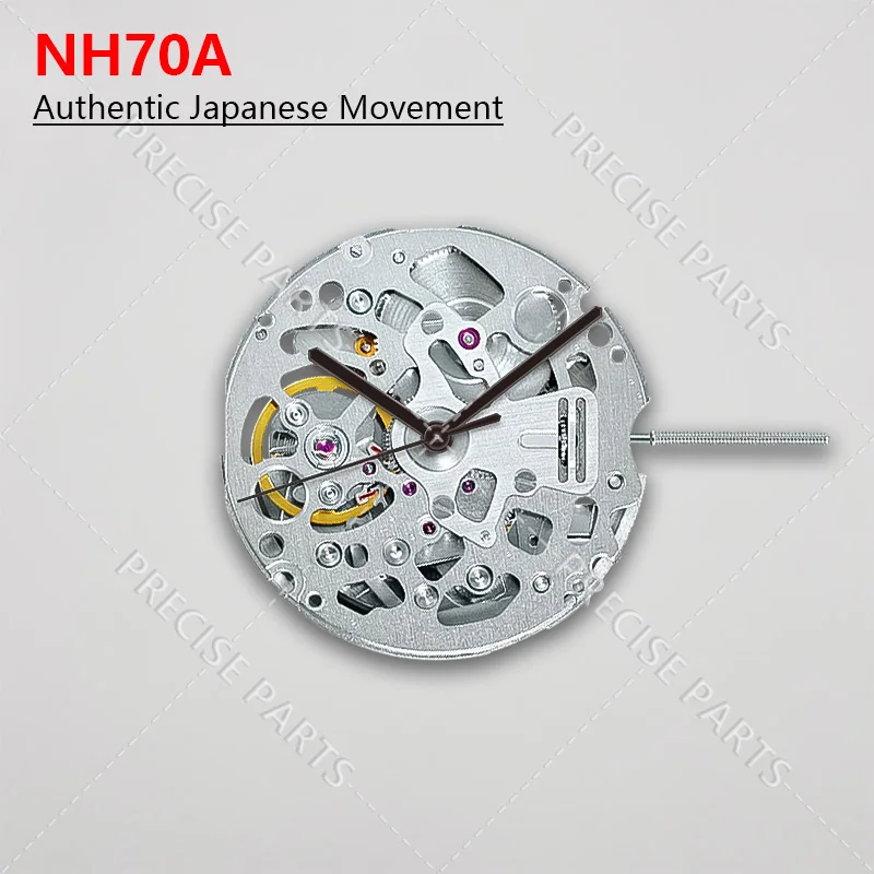 Japan NH70 NH70A Mechanical Movement With 24 Gemstones Skeleton Mechanism Modified Automatic Watch Movement Replacement