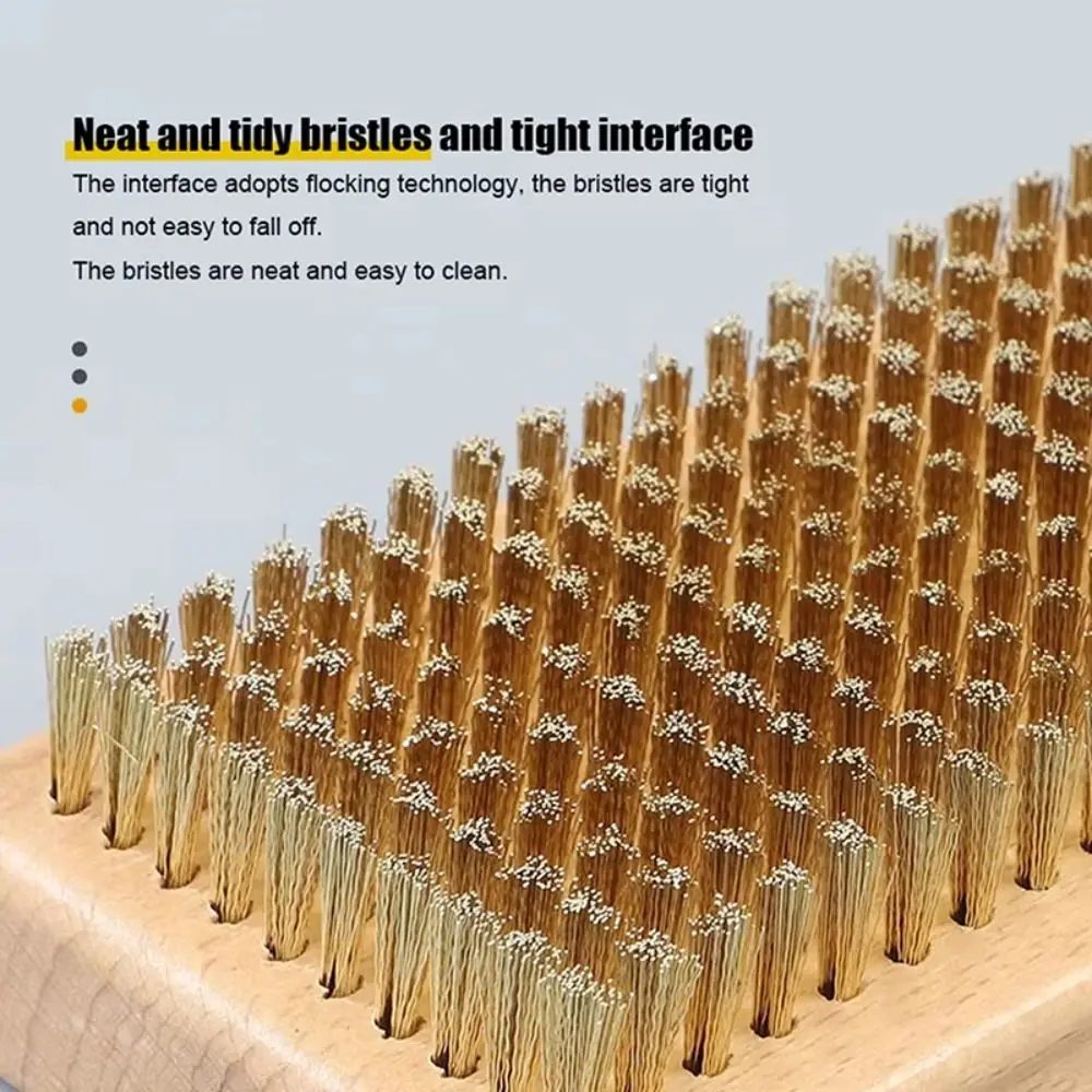 Wooden Handle Ski Waxing Brush Horsehair Brass/ Nylon Snowboard Brush Cleaning Polishing Brush Snowboard Tool Maintenance Tool