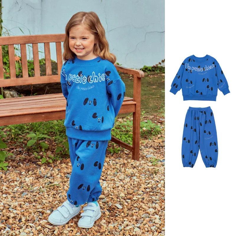 

Spot BE2025 Autumn New Children's Cartoon Printed Hoodie Pants Korean Edition Cute Boys and Girls Set