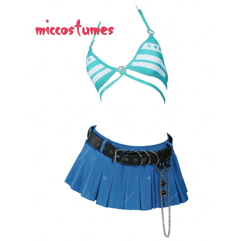 

Miccostumes's-8 Women's Swimsuit Sexy Bikini Set Top Bottoms Two-Piece Bathing Suit with Skirt and Belt