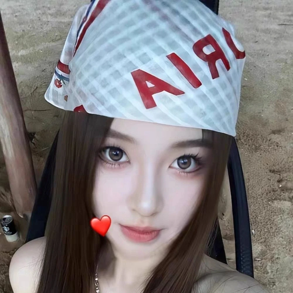 

Элегантный милый платок-тюрбан с принтом в стиле Y2K, универсальный нагрудный платок, шейный платок с принтом, повязка на голову, маленький квадратный платок для пляжа