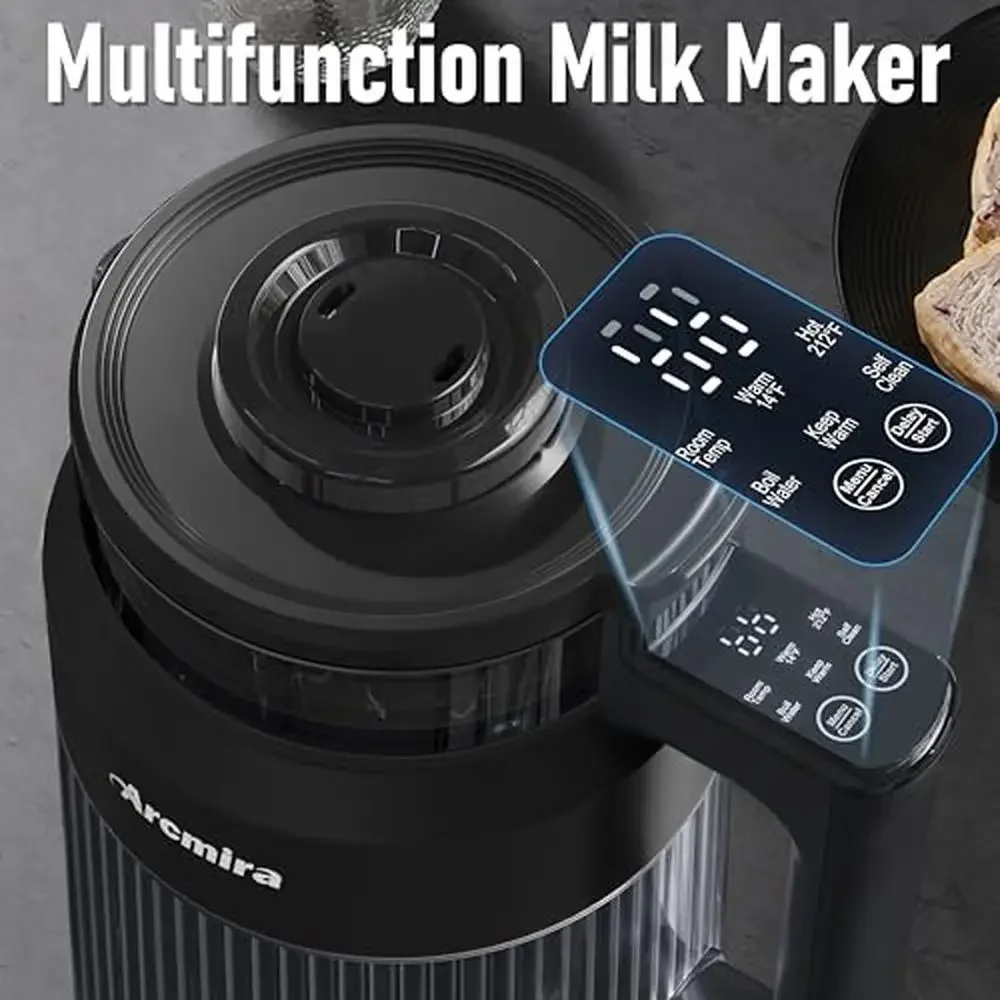 Automatic Plant-Based Milk Maker 27oz Homemade Almond Oat Coconut Soy Beverages Smoothies Hot Cold Function LED Screen Stainless