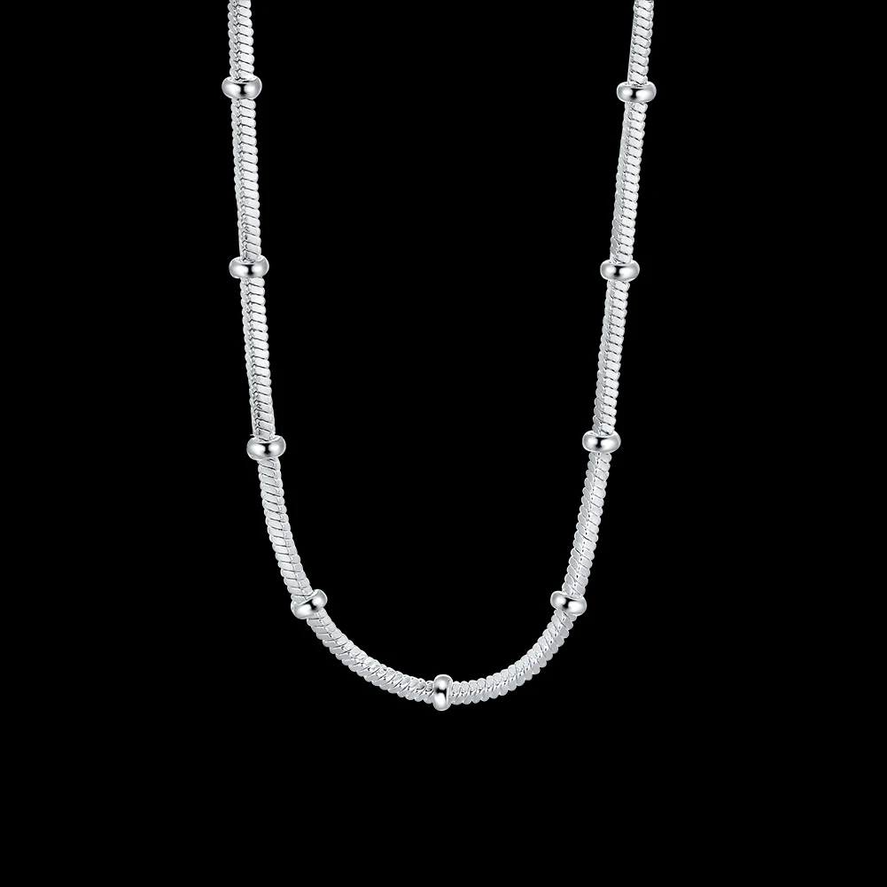 Popular brands 2MM chain Beautiful bead 925 Sterling Silver Necklace For Women Fashion wedding Jewelry Holiday gifts