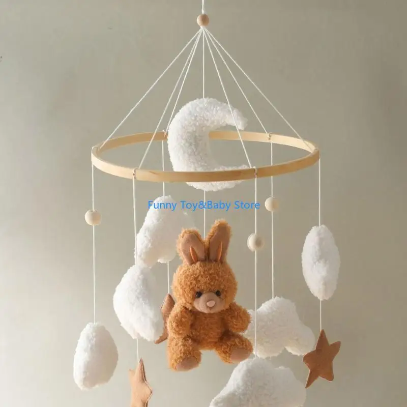 Mobile berceau bébé en polaire avec jouet Animal doux pour les nouveau-nés, jouet cloche développement sensoriel