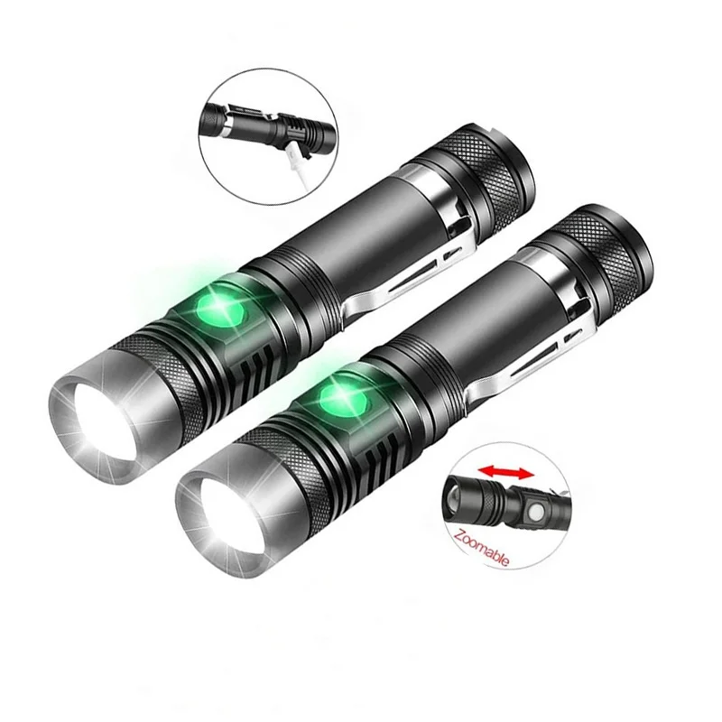 

Ultra Bright T6 LED Flashlight Rechargeable 4 Lighting Modes Zoomable Torch Use 18650 Battery Outdoor Camping Fishing Lanterns