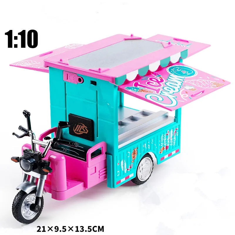 1: 10 plastic ice cream tricycle toy,barbecue tricycle toy,simulated sound and light,wholesale