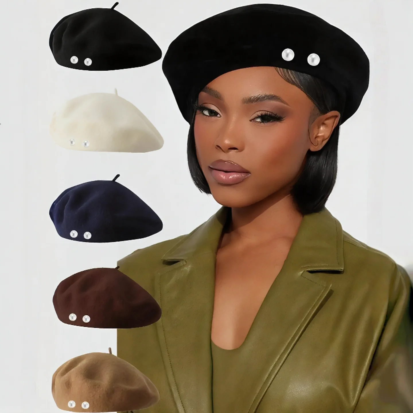 1pc Classic Pearl Beret Hat For Women,  Stylish Newsboy Cap, Versatile & Timeless Pearl Embellishment
