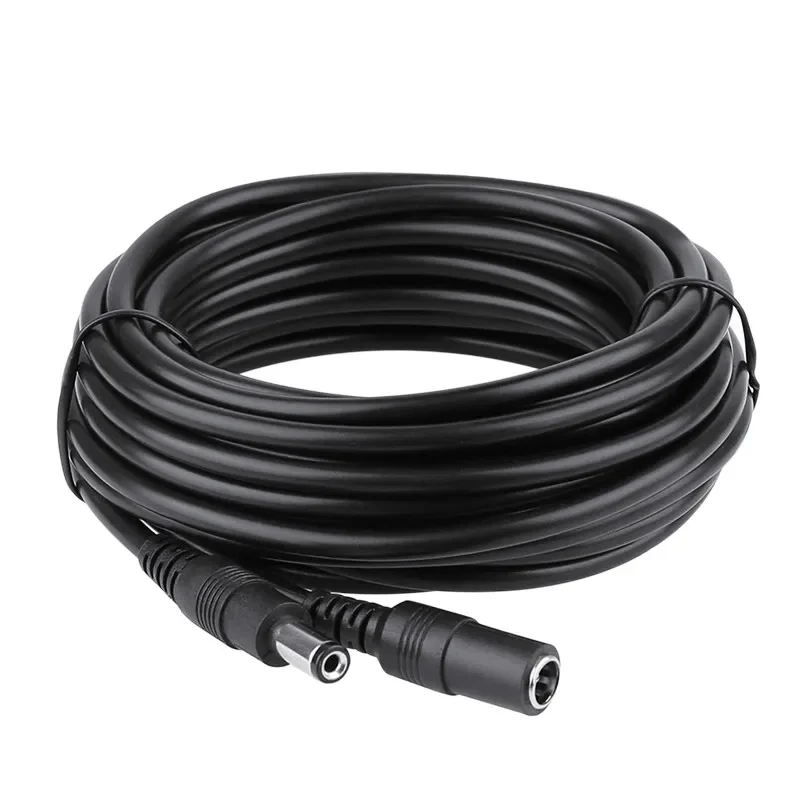DC12V power extension cable connector, suitable for closed-circuit television surveillance cameras, black 16.5 feet, 0.5-10M lon