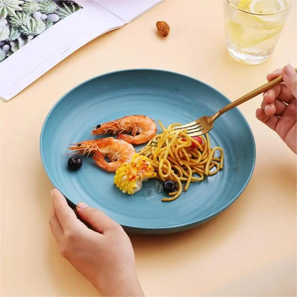 15CM Wheat Straw Reusable Spit Bone Plate Eco-friendly Round Dinner Plate Fruit Bread Dessert Serving Dish Portable Tableware