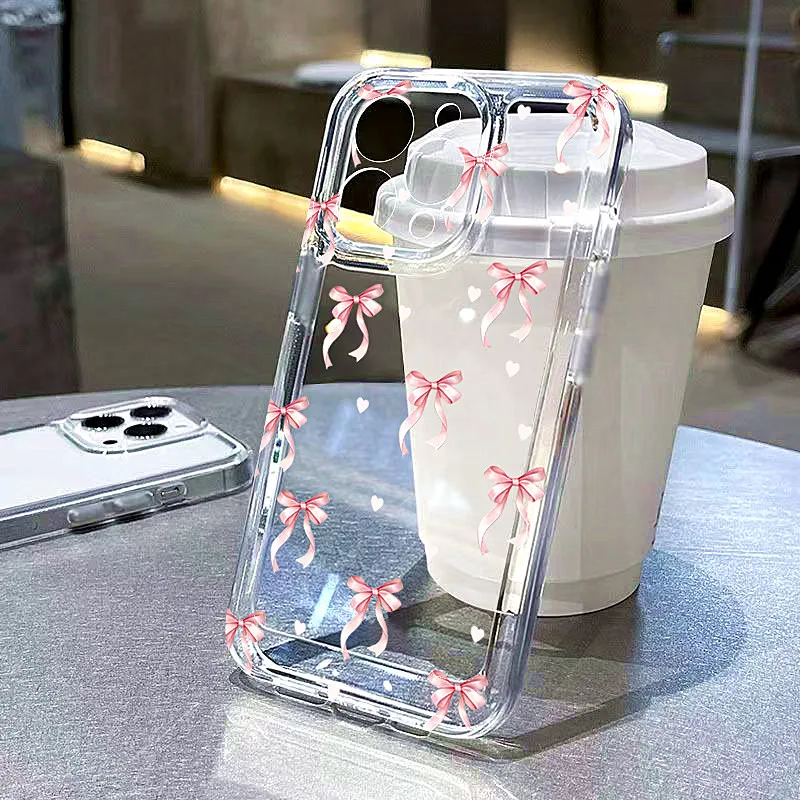 Shockproof Phone Case For Samsung Galaxy S26 S23 S25 S24 Plus FE Ultra A56 A53 A55 A35 A33 A26 A54 With Pink Bow Design Cover