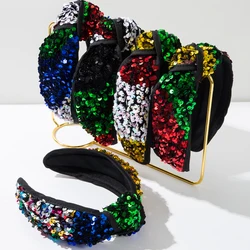 Cross Border Hot Selling Fashion Handmade Colorful Sequin Hair Hoop Trend Personality Hip-hop Shiny Dance Party Headband