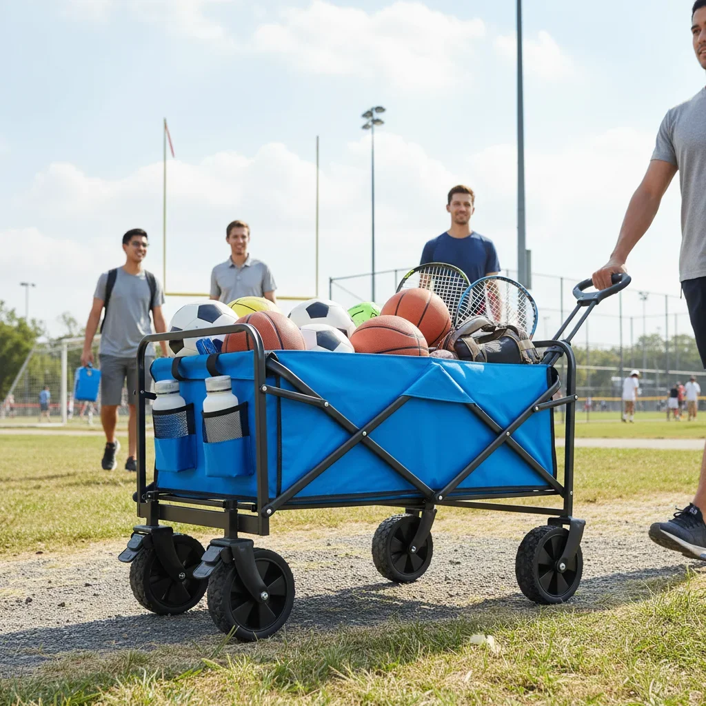 

Foldable Heavy Duty Utility Wagon Cart with All-Terrain Wheels, Large Capacity Outdoor Camping Beach Garden Wagon