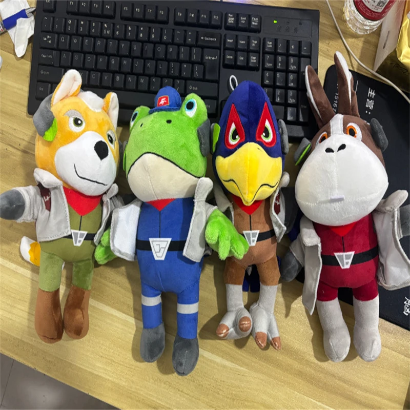 25cm New Fox McCloud PLush Doll Toys Anime Star Pilot Fox Team Falco Stuffed Doll  Animal Slippy Toad Krystal Soft Doll Gifts ﻿