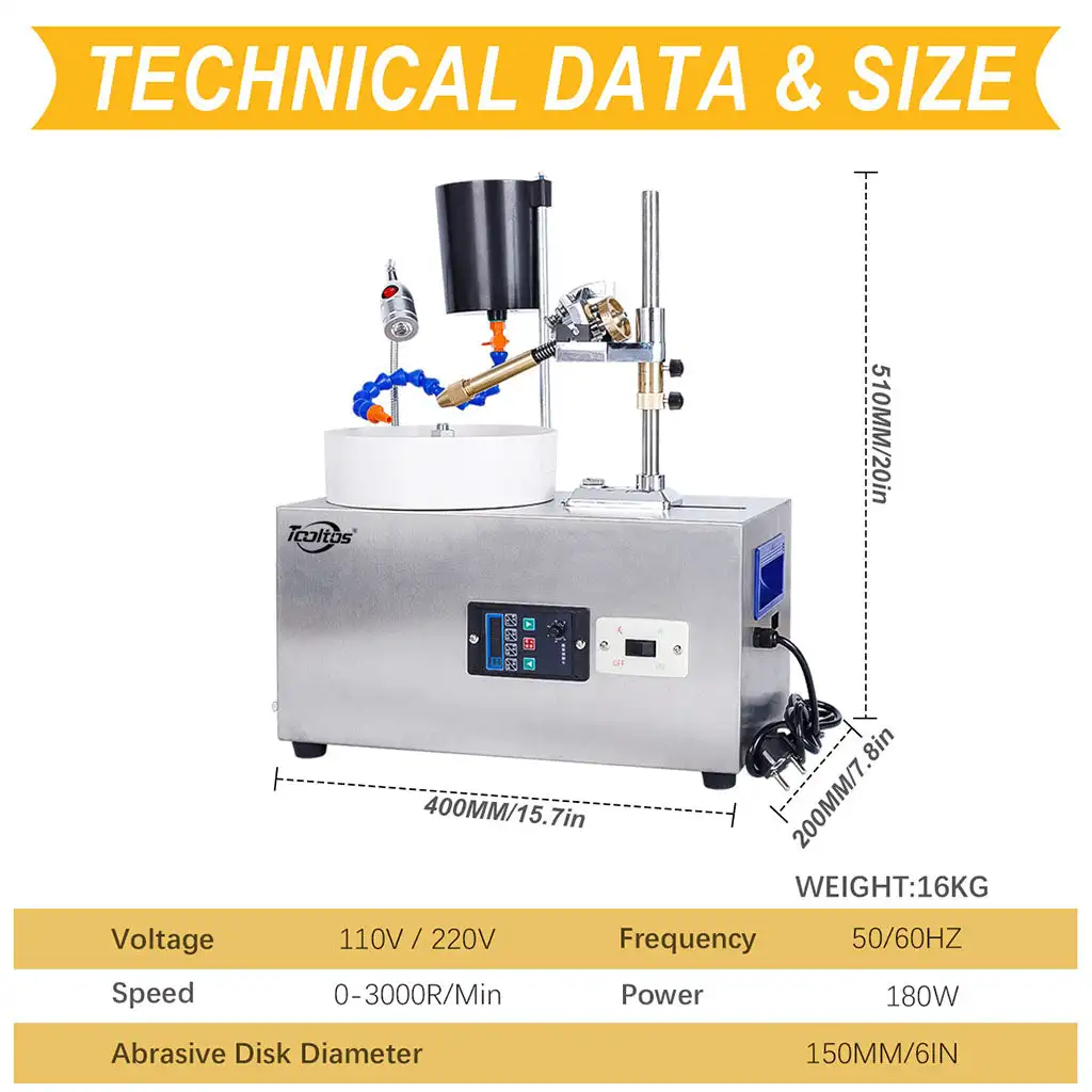 

ZB-180 Jewelry Flat Mill Jade Processing Grinding Angle Machine Flat Grinding Polishing Facet Machinery